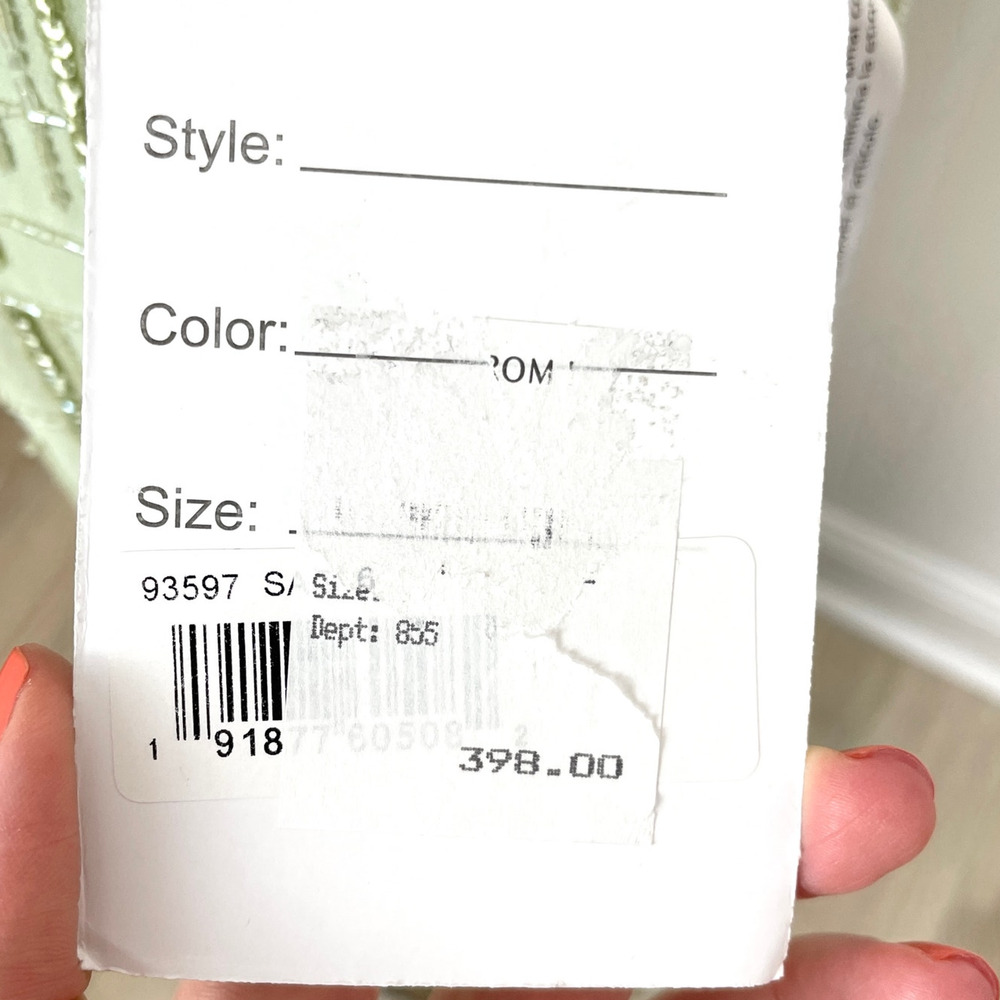 Mac Duggal Abstract Beaded Sleeveless Midi Dress In Sage Green 70264 Size 6 New - Picture 12 of 13